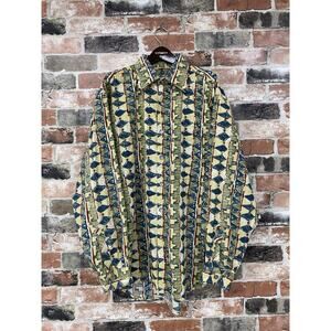 Vintage 90s The Territory Ahead All Over Print Button Shirt Colorful Abstract XL